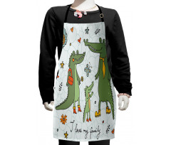 Alligator Family Cartoon Kids Apron