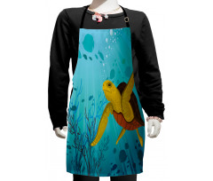 Cartoon Turtle Coral Kids Apron