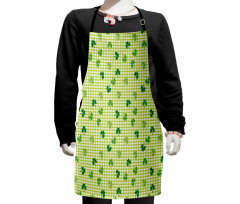 Checkered Retro Shamrocks Kids Apron