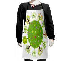 Various Green Trees Bloom Kids Apron