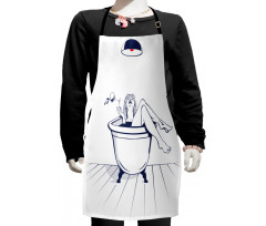 Young Woman in Bathtub Art Kids Apron