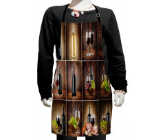 Grapes Meat Drink Collage Kids Apron