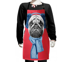 Winter Dog with Earmuffs Kids Apron