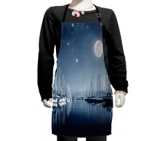 Calm Marina at Night Moon Kids Apron