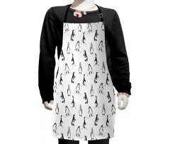 Skiing Penguins in Scarves Kids Apron