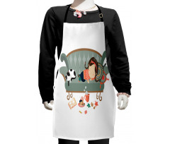 Sleeping Girl with Cat Kids Apron