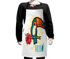 Toucan Bird with Hibiscus Kids Apron