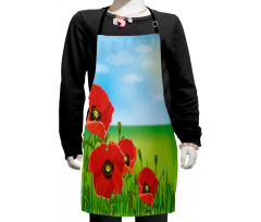 Sunny Day Red Blossoms Kids Apron