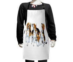 4 Beagle Hounds Play Kids Apron