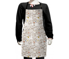 Funny Cat Family Doodle Kids Apron