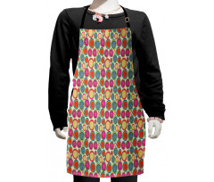 Doodle Floral Motifs Kids Apron