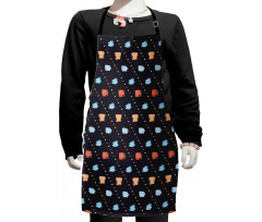 Hand Drawn Retro Image Kids Apron