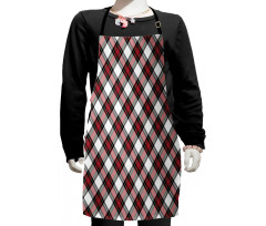 Plaid Motif Rhombuses Kids Apron