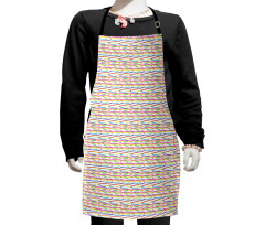 Wavy Lines Pattern Kids Apron