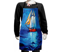 Oil Paint Style Sailship Kids Apron