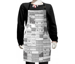 Hand Drawn Houses Town Kids Apron