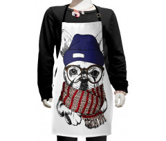 Cozy Hipster Winter Dog Kids Apron