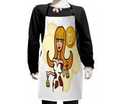 Cartoon Woman Kids Apron