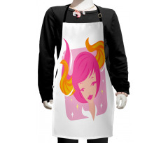 Pink Haired Woman Kids Apron