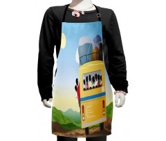 Crowded Yellow Bus Kids Apron