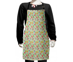 Doodle Blooming Tulips Kids Apron