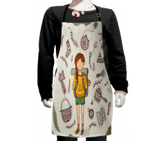 Hiker Girl Backpack Kids Apron