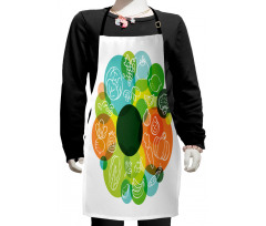 Doodle Vegan Pattern Kids Apron