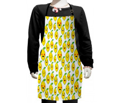 Cartoon Lemon Emoticons Kids Apron