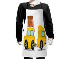 Retro Car with Trailer Kids Apron