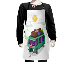 Bus Filled with Luggage Kids Apron