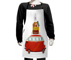 Cartoon Retro Minivan Kids Apron