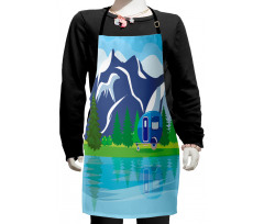 Cartoon Lake Landscape Kids Apron