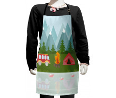 Cartoon Caravan Tent Kids Apron