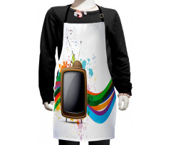 Old TV Color Splash Kids Apron