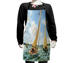 Sailing Wavy Sea Kids Apron