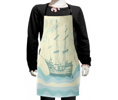 Ship Waves Clouds Kids Apron