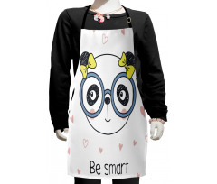 Doodle Panda Girl Glasses Kids Apron