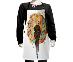 Woman with Luxuriant Hair Kids Apron