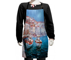 Fishing Boats on Shore Kids Apron