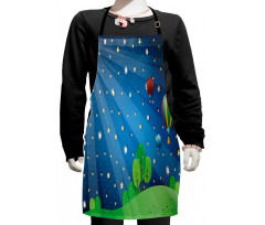 Cartoon Balloons Stars Kids Apron