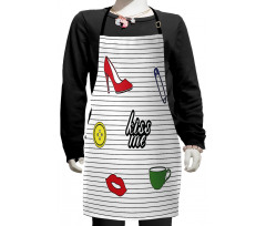 Retro Sticker Pattern Kids Apron