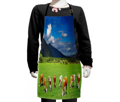 Mountains Grazing Cows Kids Apron