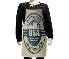 Detroit Michigan Stamp Kids Apron