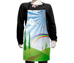 Rainbow on a Meadow Road Kids Apron