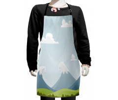 Cartoon Mountains Idyllic Kids Apron