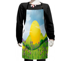 Mountains with Violets Kids Apron