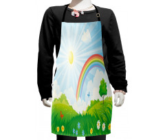 Sun and Rainbow Flowers Kids Apron