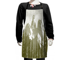 Woodcut Style Mountain Land Kids Apron