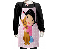 Doodle Girl and Pet Dog Kids Apron