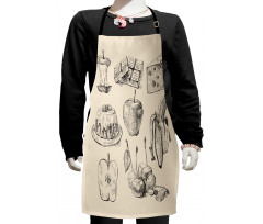 Hand-Drawn Sketch Meals Kids Apron